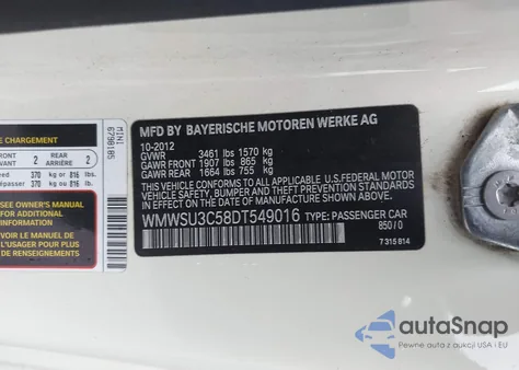 2013 Mini Hardtop Cooper z USA, uszkodzony, nr VIN WMWSU3C58DT549016